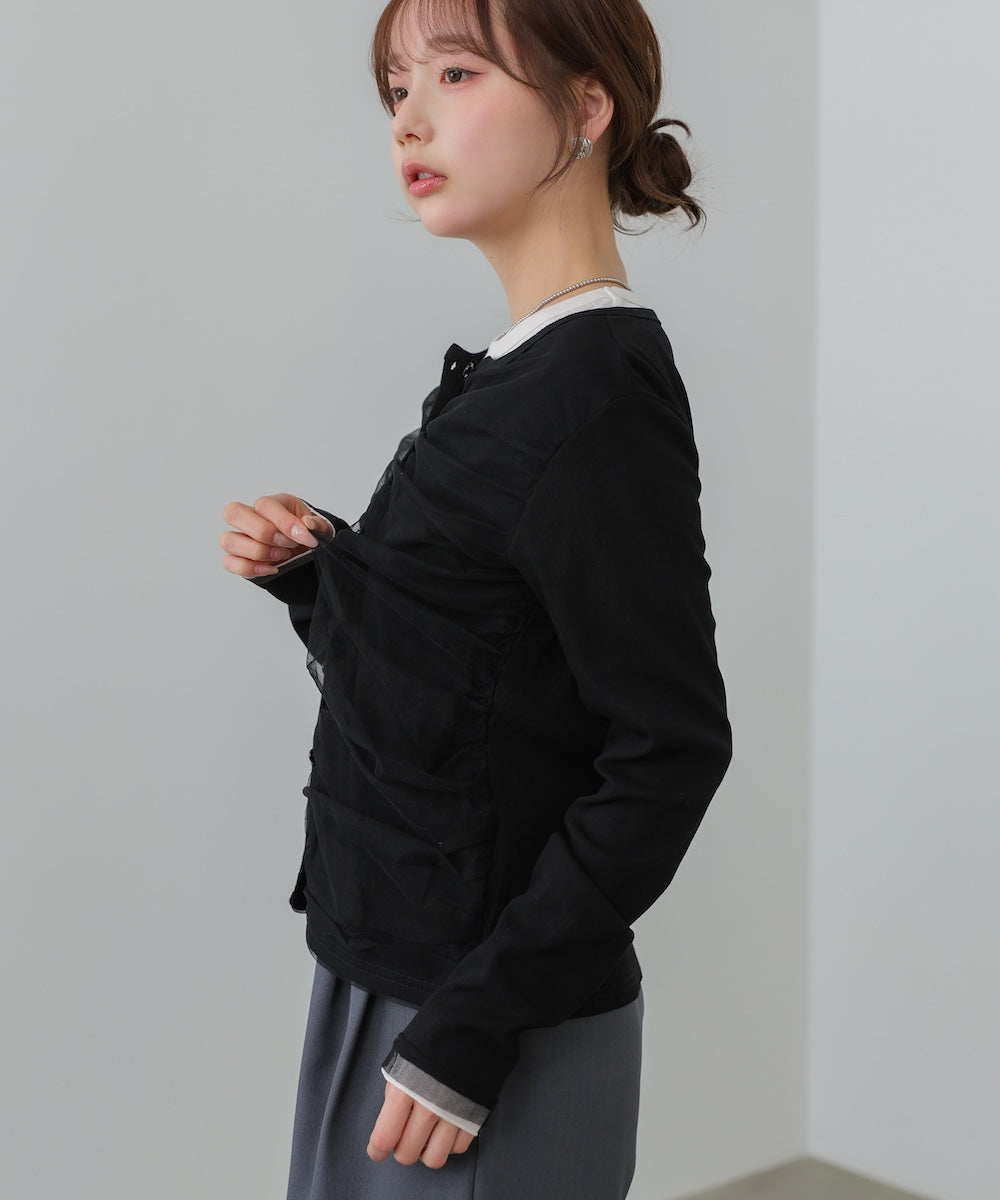 【2026SS】チュールギャザーカーディガン