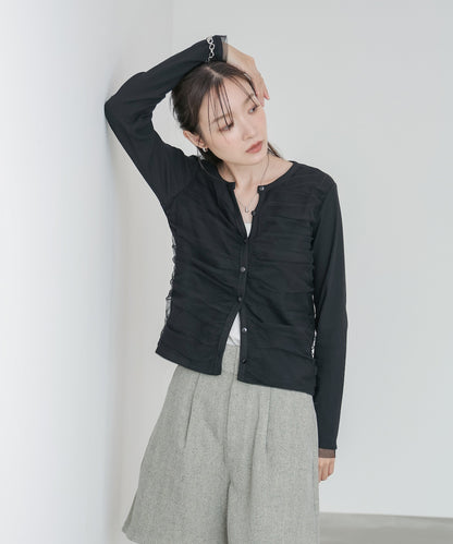 チュールギャザーカーディガン