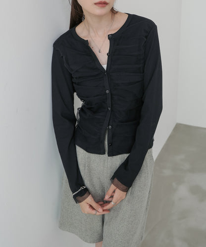 チュールギャザーカーディガン