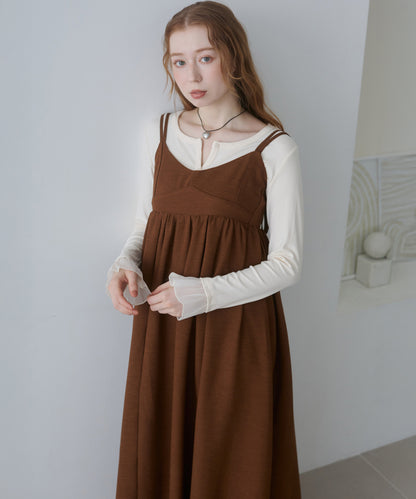 【S・Mサイズ展開】ビスチェライクフレアキャミワンピース