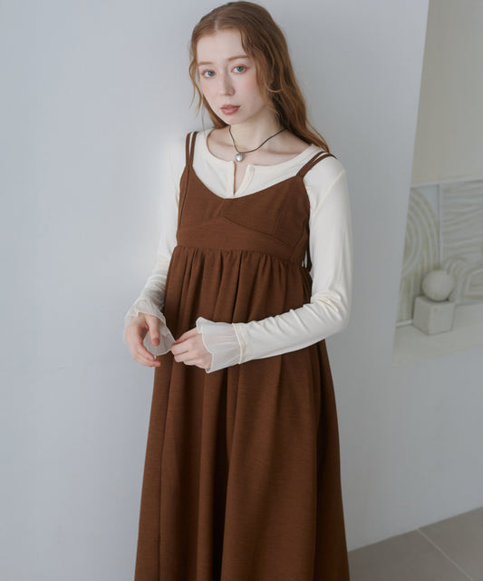 【S・Mサイズ展開】ビスチェライクフレアキャミワンピース