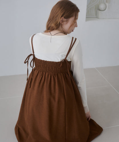 【S・Mサイズ展開】ビスチェライクフレアキャミワンピース