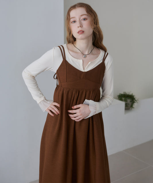 【S・Mサイズ展開】ビスチェライクフレアキャミワンピース