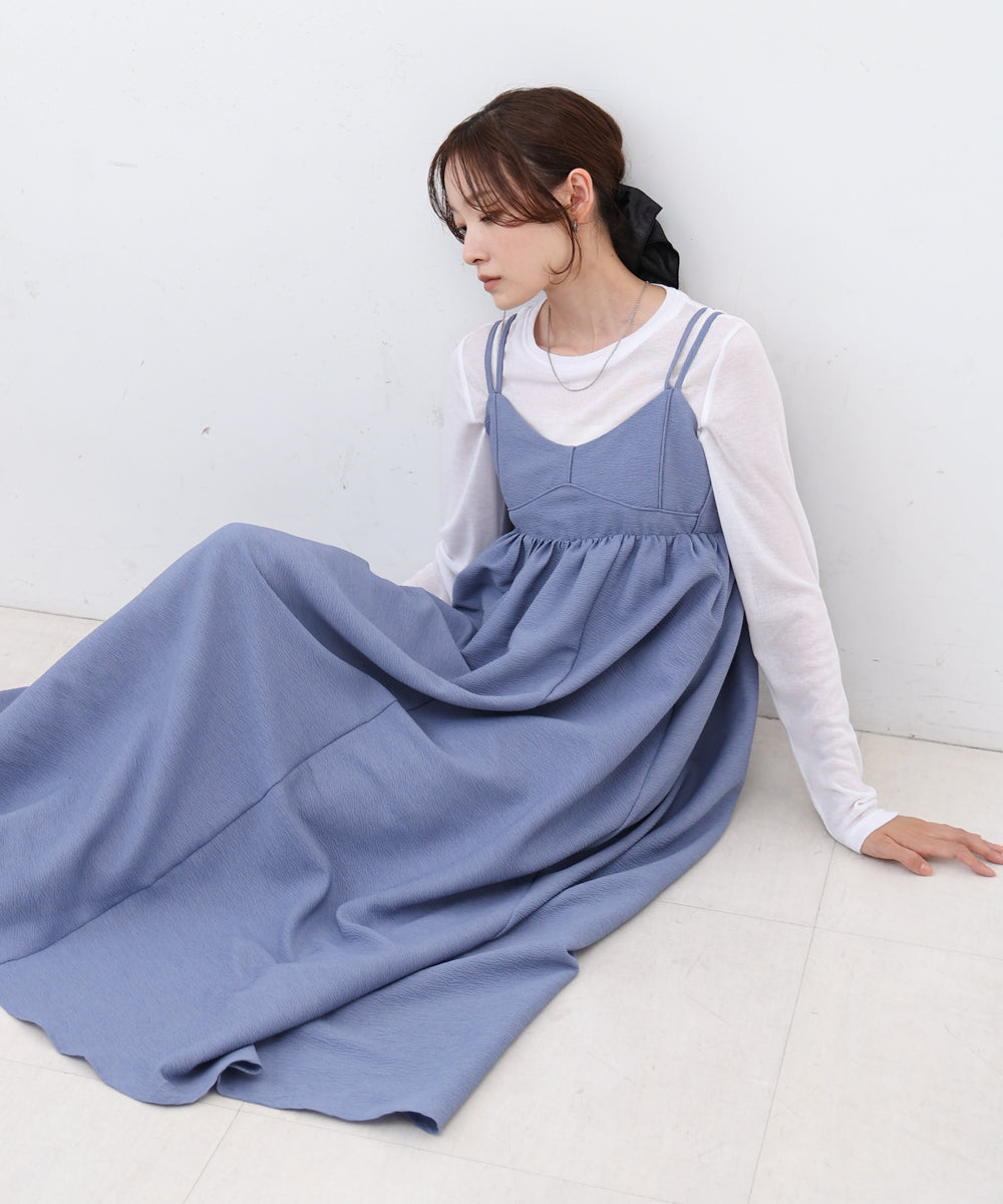 【S・Mサイズ展開】ビスチェライクフレアキャミワンピース