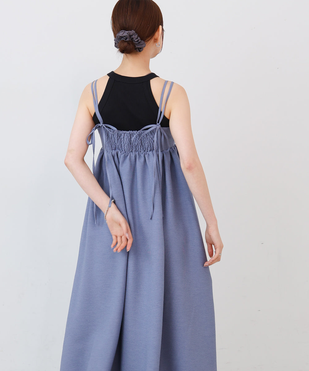 【S・Mサイズ展開】ビスチェライクフレアキャミワンピース