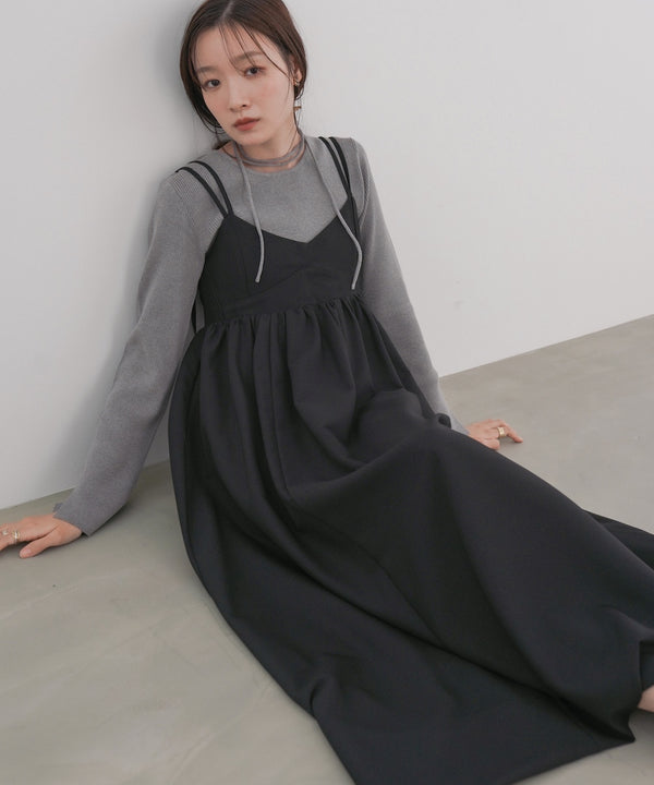 【S・Mサイズ展開】ビスチェライクフレアキャミワンピース