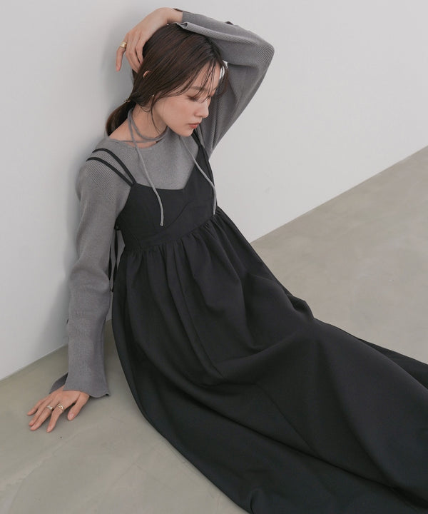 【S・Mサイズ展開】ビスチェライクフレアキャミワンピース