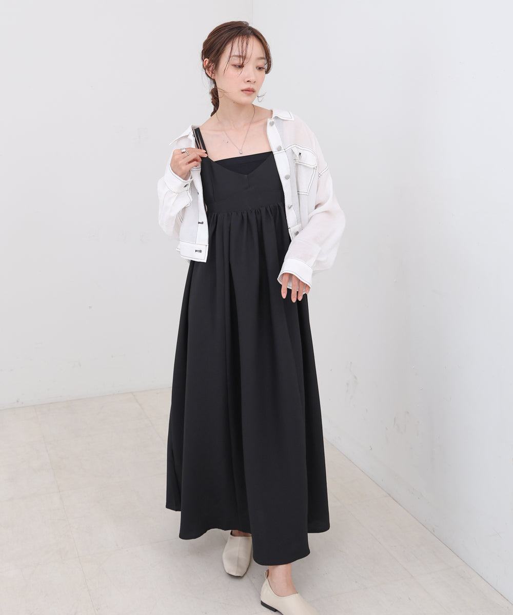 【S・Mサイズ展開】ビスチェライクフレアキャミワンピース