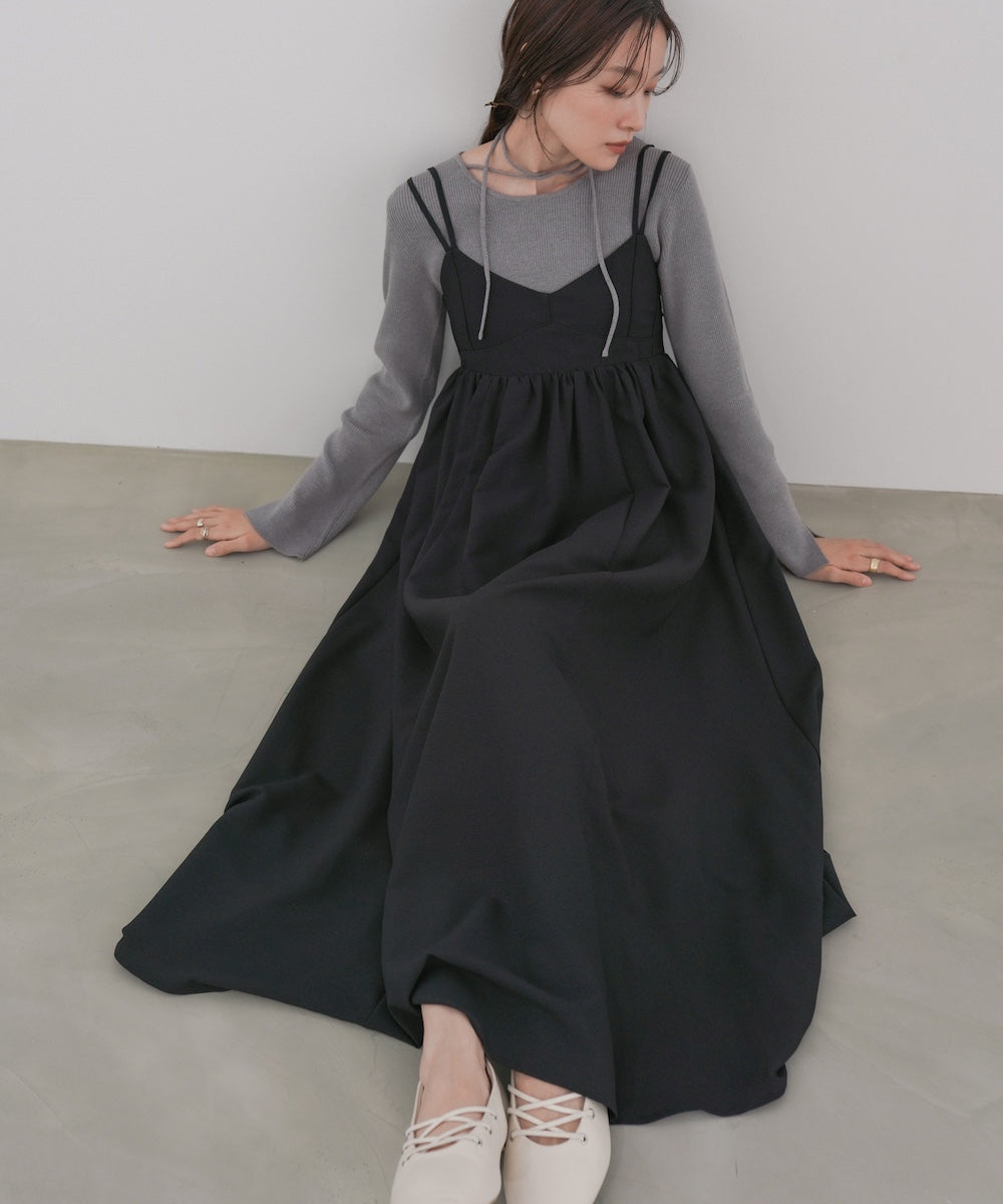 【S・Mサイズ展開】ビスチェライクフレアキャミワンピース