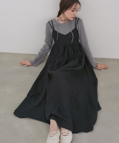 【S・Mサイズ展開】ビスチェライクフレアキャミワンピース