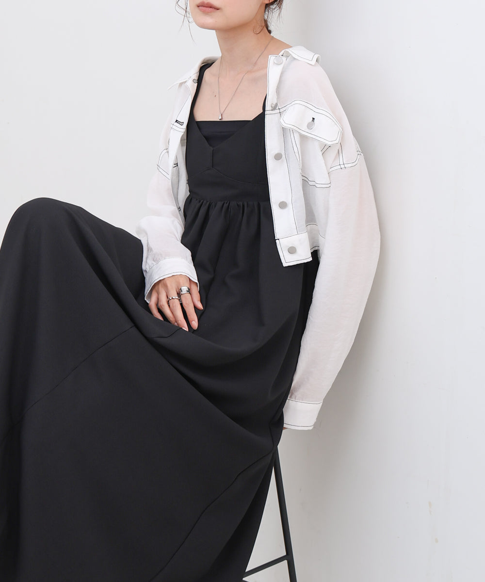 【S・Mサイズ展開】ビスチェライクフレアキャミワンピース