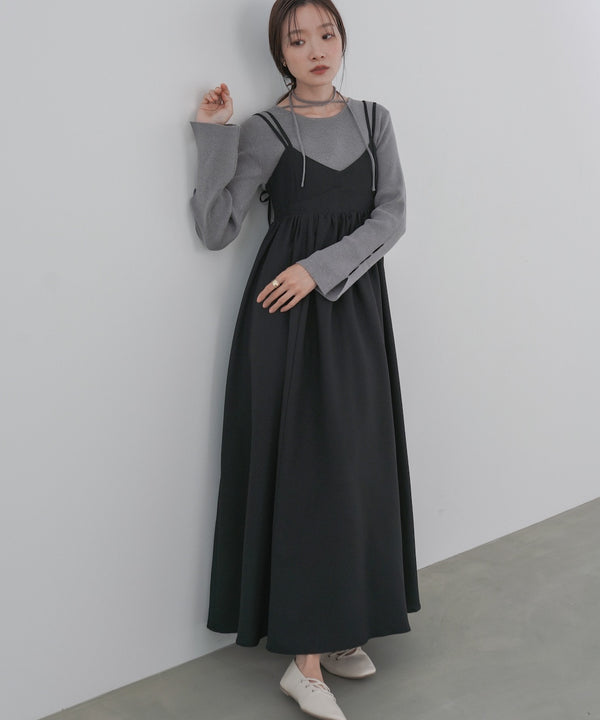 【S・Mサイズ展開】ビスチェライクフレアキャミワンピース