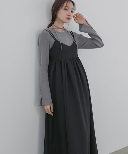 【S・Mサイズ展開】ビスチェライクフレアキャミワンピース