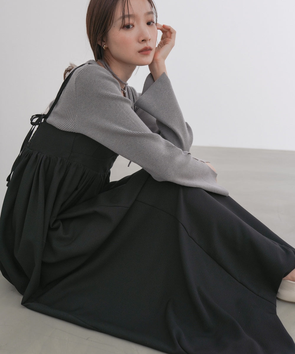 【S・Mサイズ展開】ビスチェライクフレアキャミワンピース