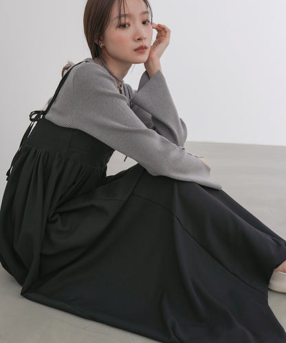 【S・Mサイズ展開】ビスチェライクフレアキャミワンピース