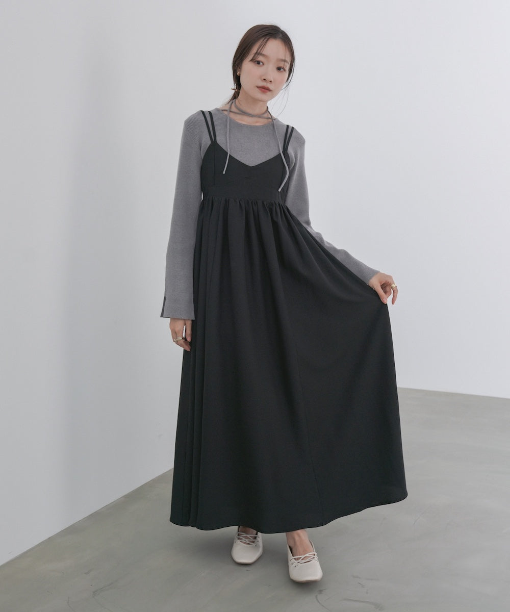 【S・Mサイズ展開】ビスチェライクフレアキャミワンピース