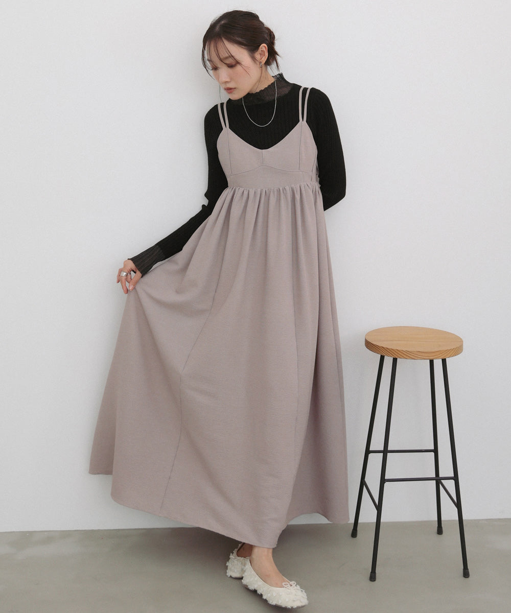 【S・Mサイズ展開】ビスチェライクフレアキャミワンピース