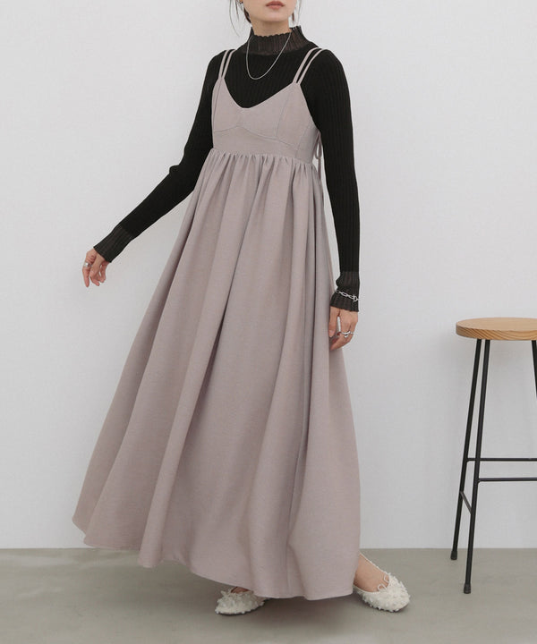 【S・Mサイズ展開】ビスチェライクフレアキャミワンピース