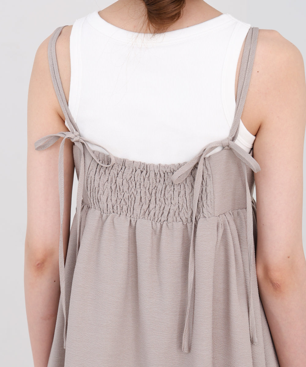 【S・Mサイズ展開】ビスチェライクフレアキャミワンピース