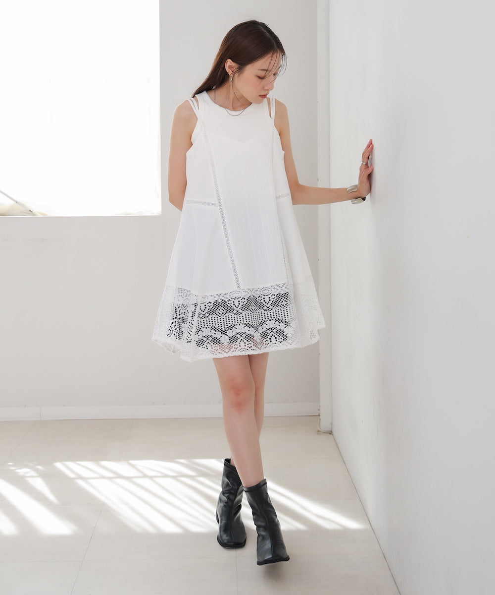 レース切り替えミニワンピース