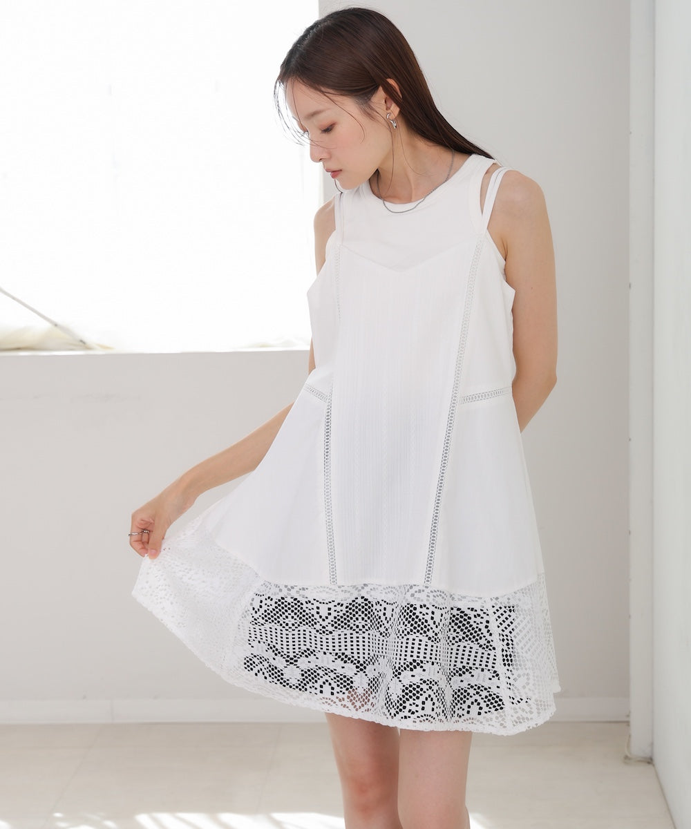 レース切り替えミニワンピース