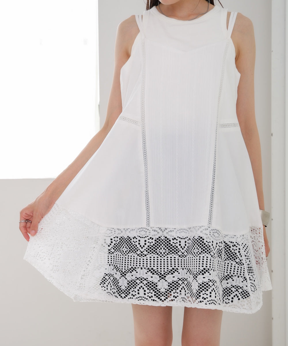 レース切り替えミニワンピース