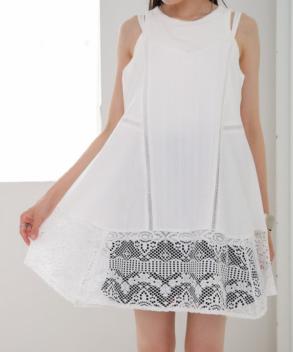 レース切り替えミニワンピース
