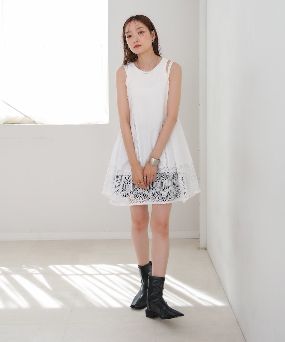 レース切り替えミニワンピース