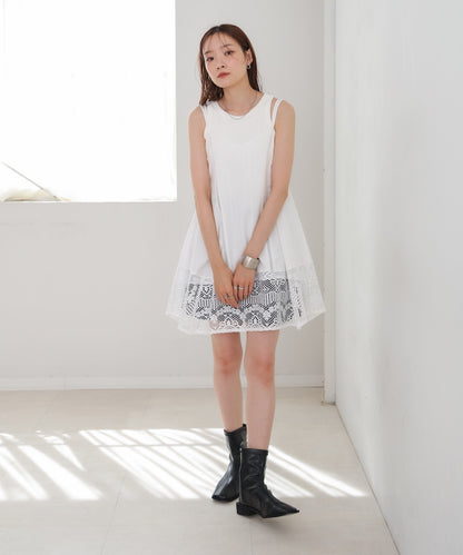 レース切り替えミニワンピース