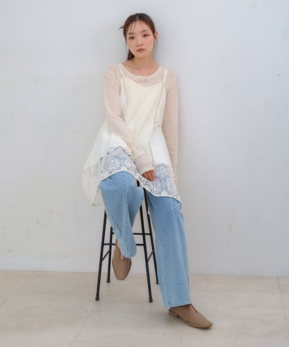 レース切り替えミニワンピース