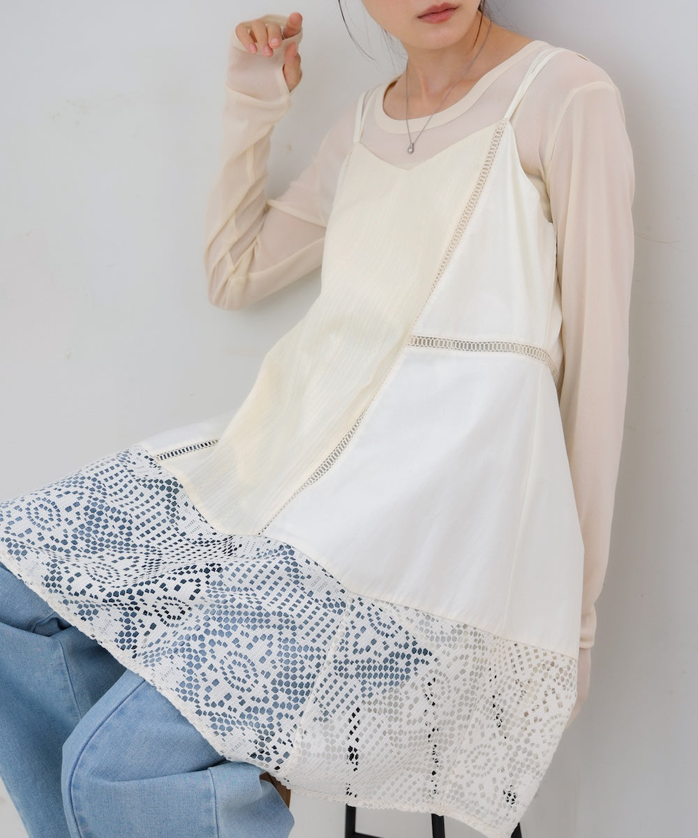 レース切り替えミニワンピース