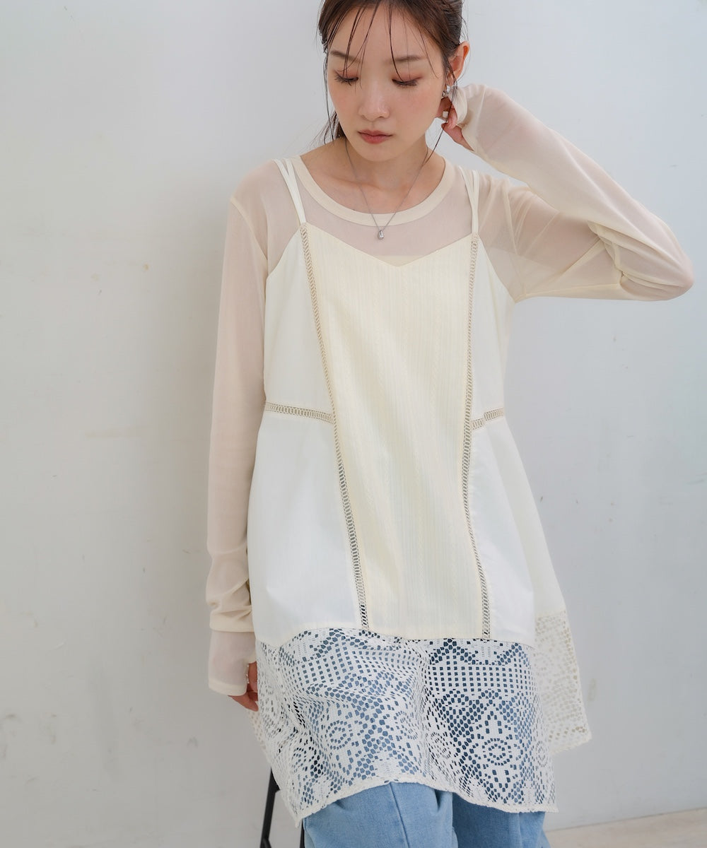 レース切り替えミニワンピース