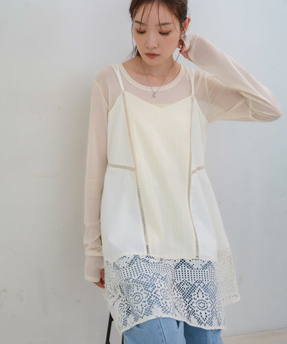 レース切り替えミニワンピース