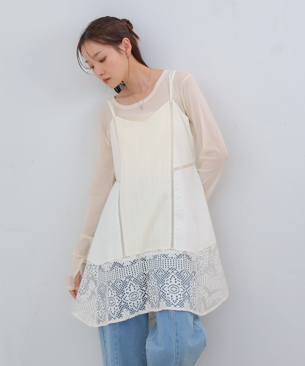 レース切り替えミニワンピース