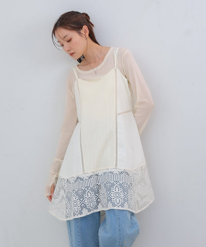 レース切り替えミニワンピース