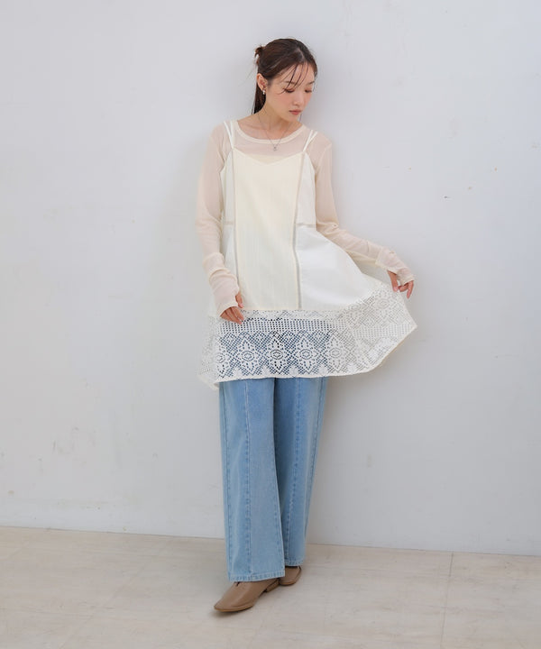 レース切り替えミニワンピース