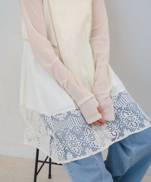 レース切り替えミニワンピース