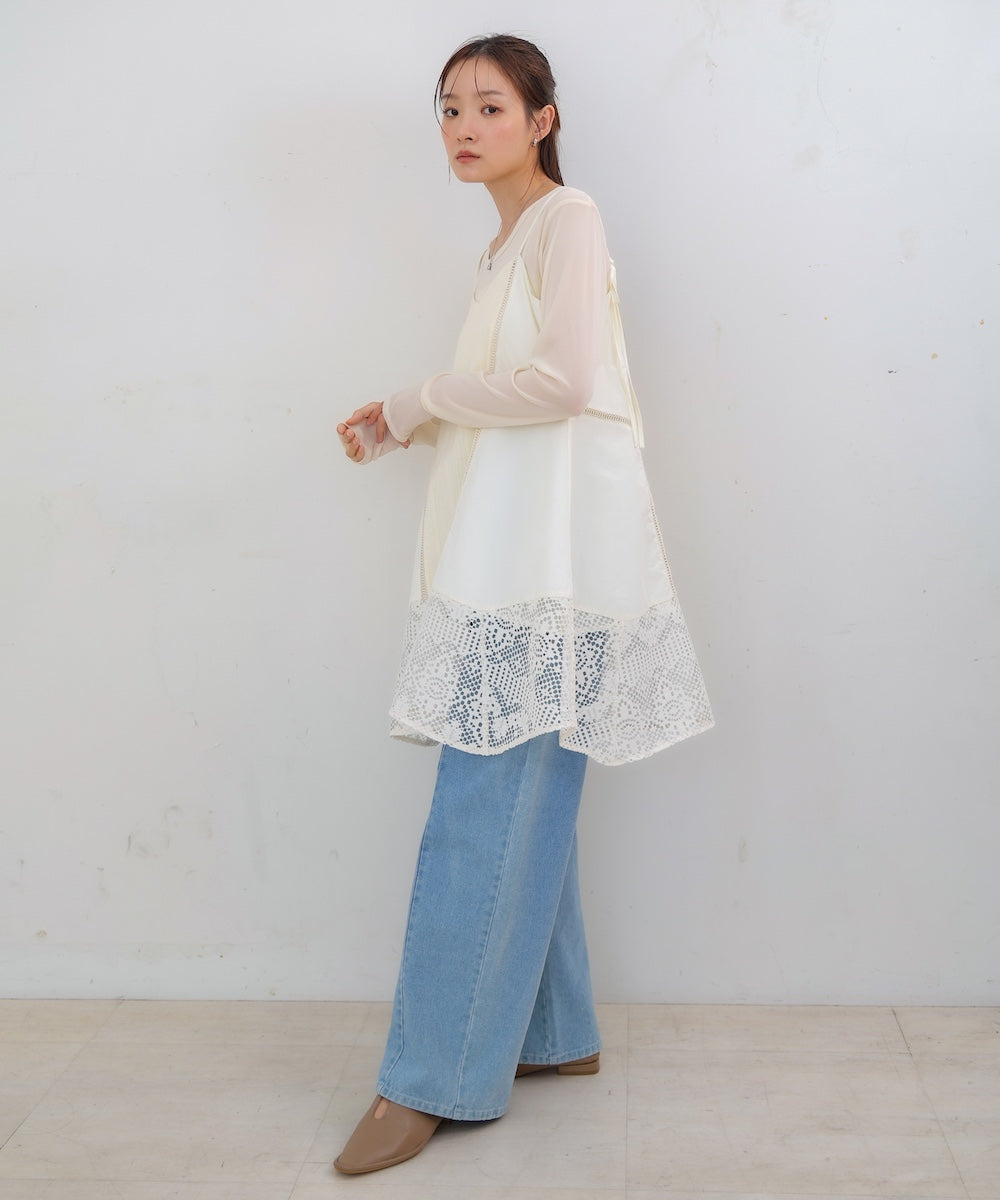 レース切り替えミニワンピース