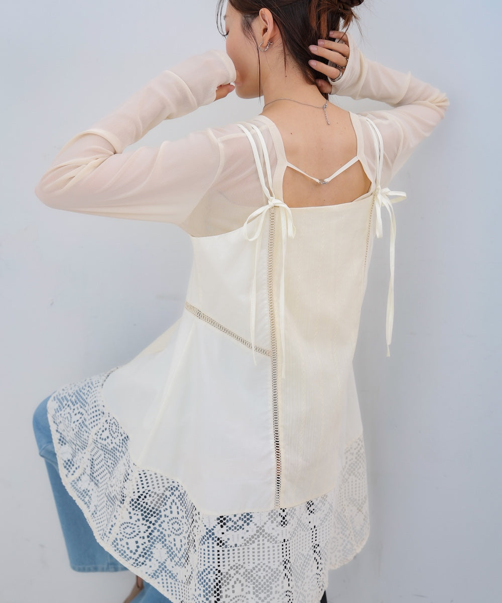 レース切り替えミニワンピース