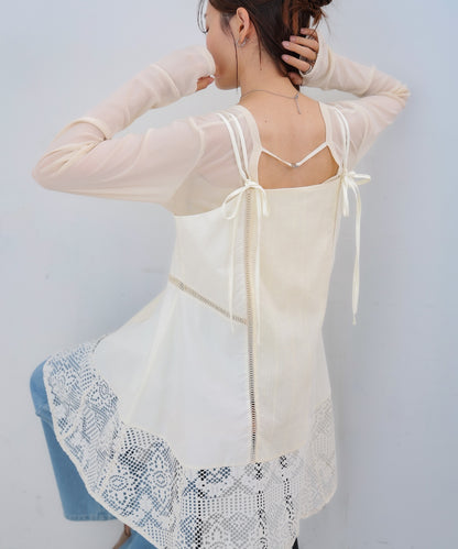 レース切り替えミニワンピース