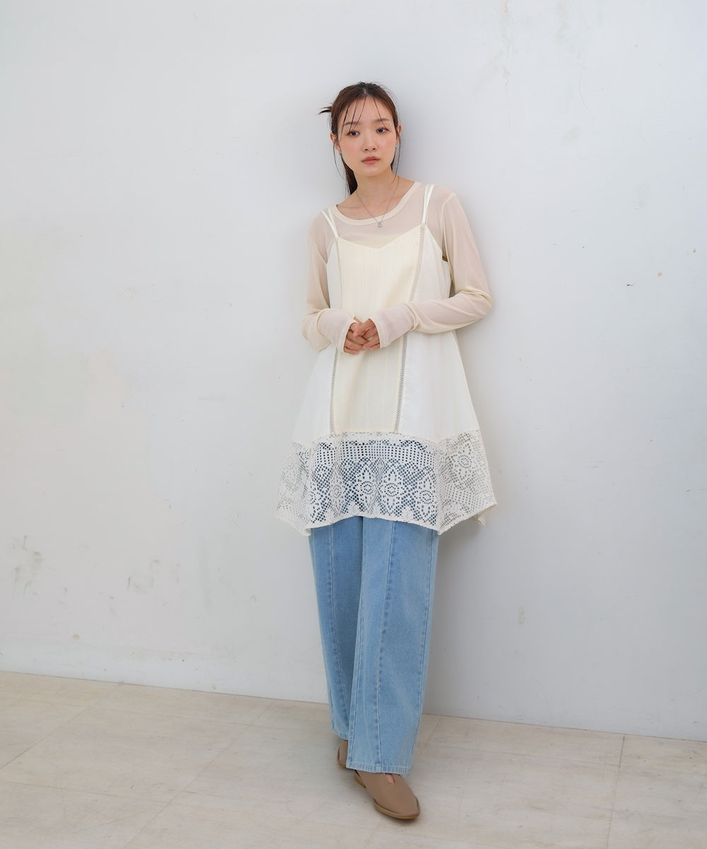 レース切り替えミニワンピース