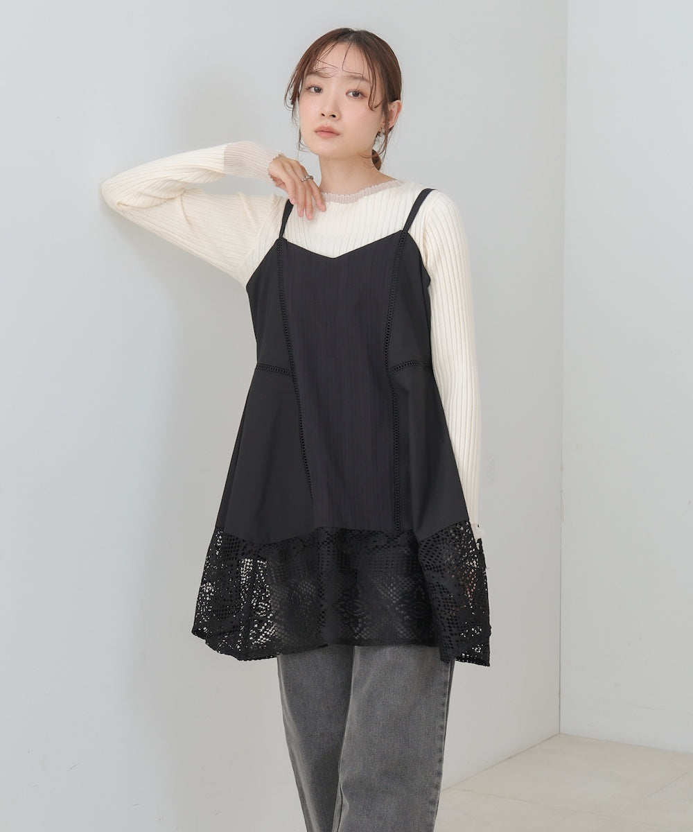 レース切り替えミニワンピース