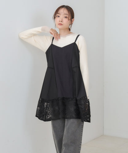 レース切り替えミニワンピース