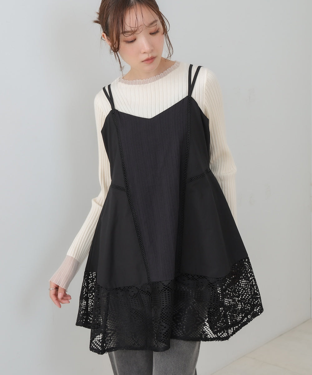 レース切り替えミニワンピース