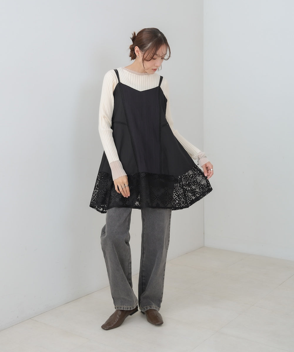 レース切り替えミニワンピース