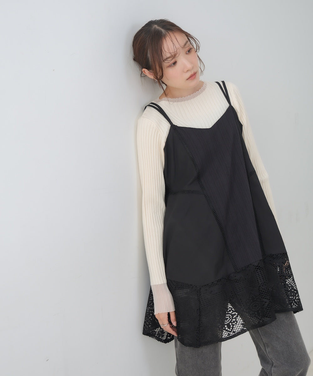 レース切り替えミニワンピース