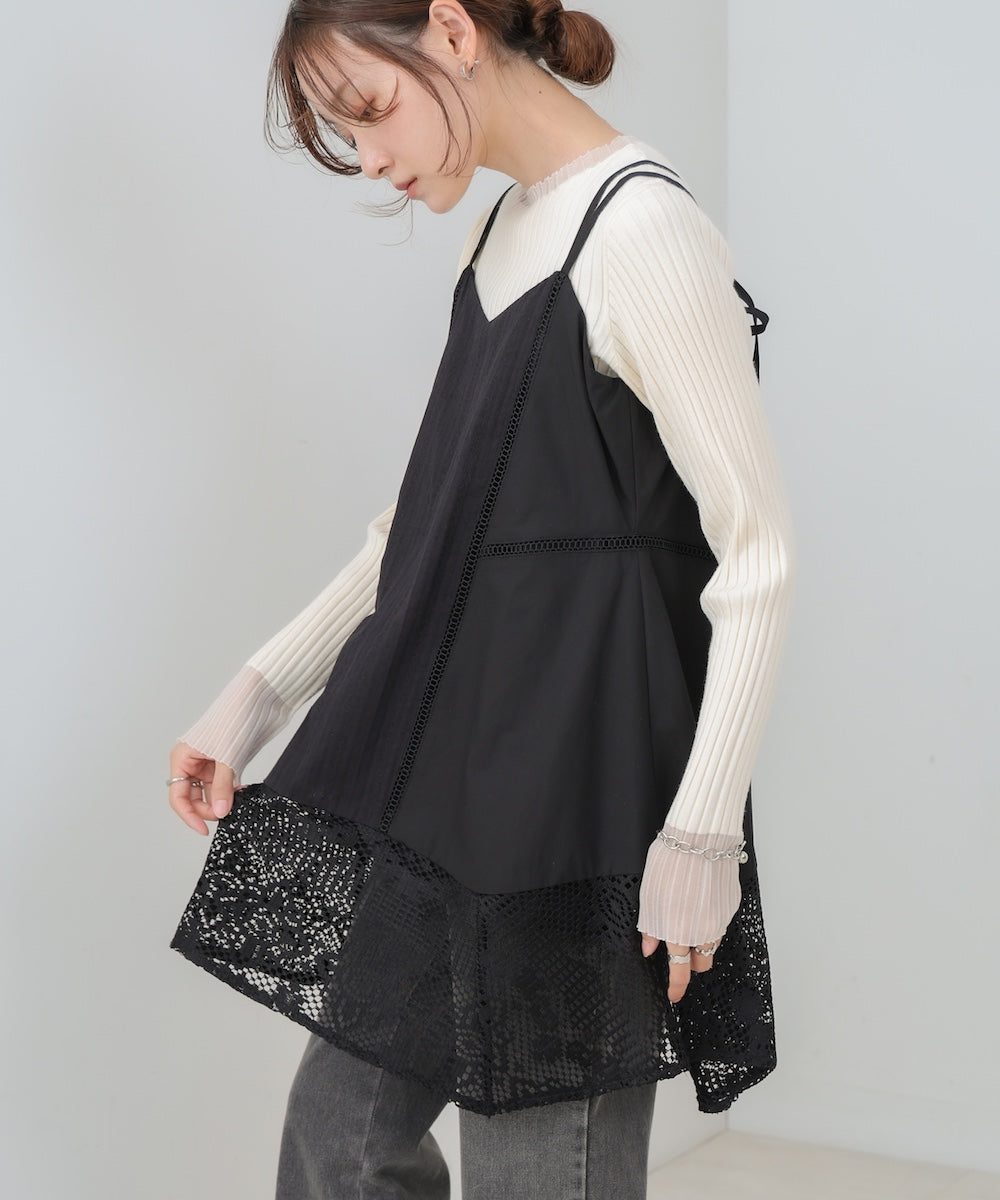 レース切り替えミニワンピース