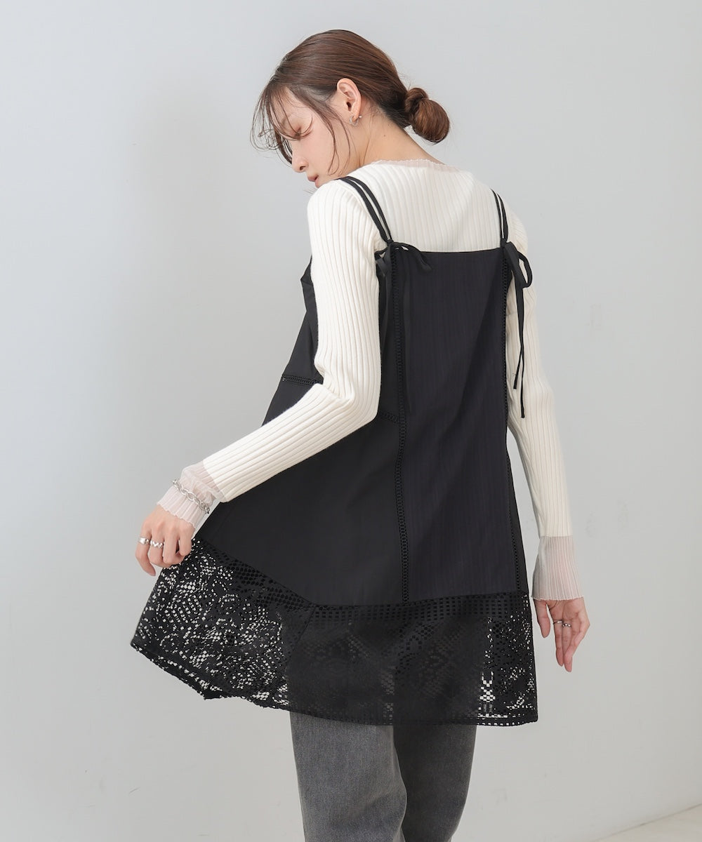 レース切り替えミニワンピース