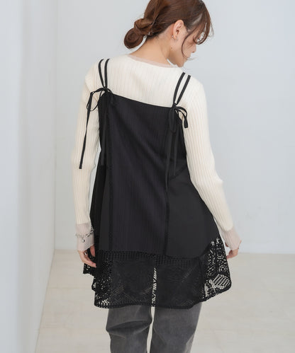 レース切り替えミニワンピース