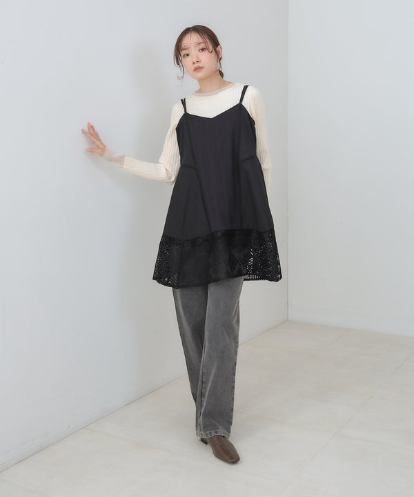 レース切り替えミニワンピース